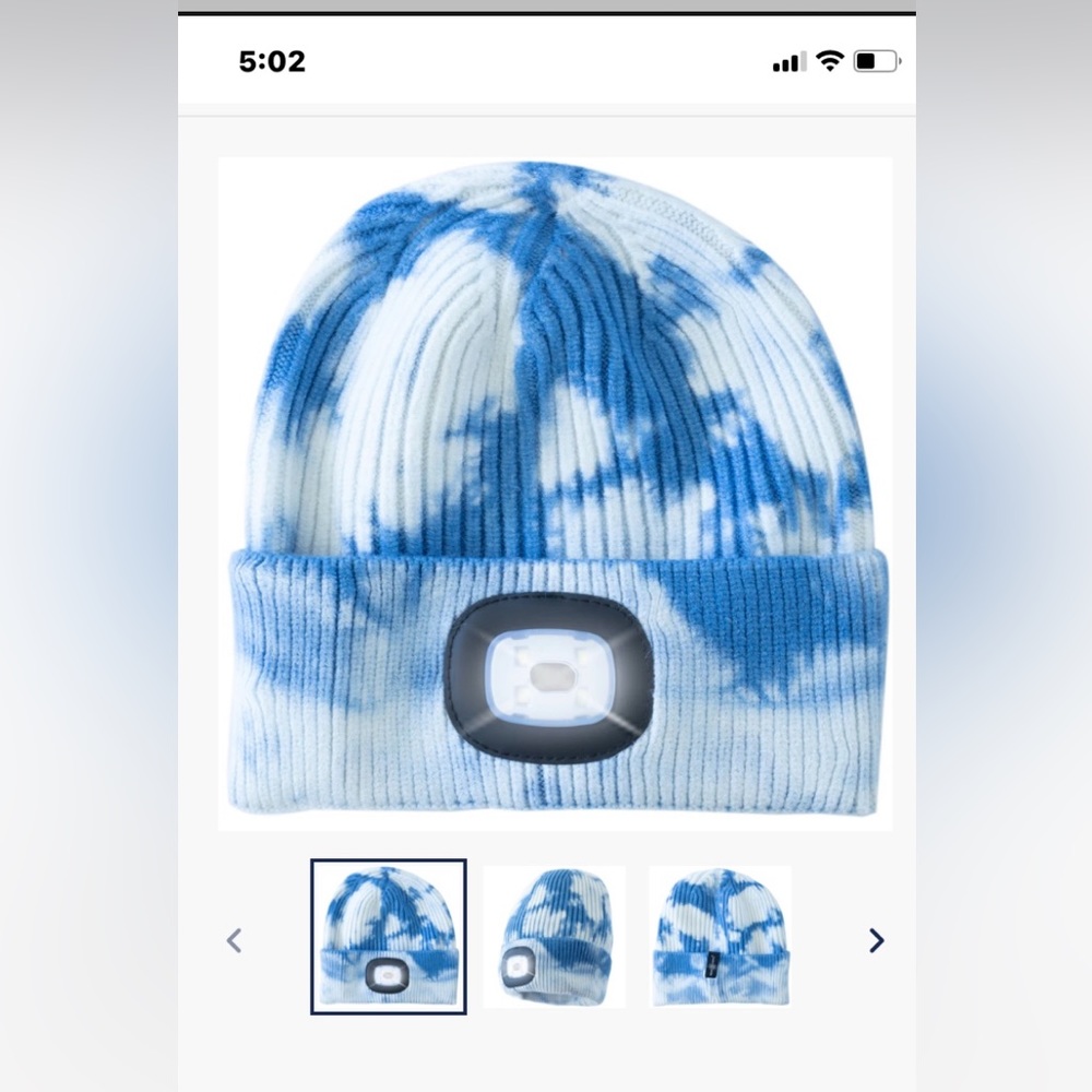 NWT Headlightz Beanie Knit Tie Dye blue